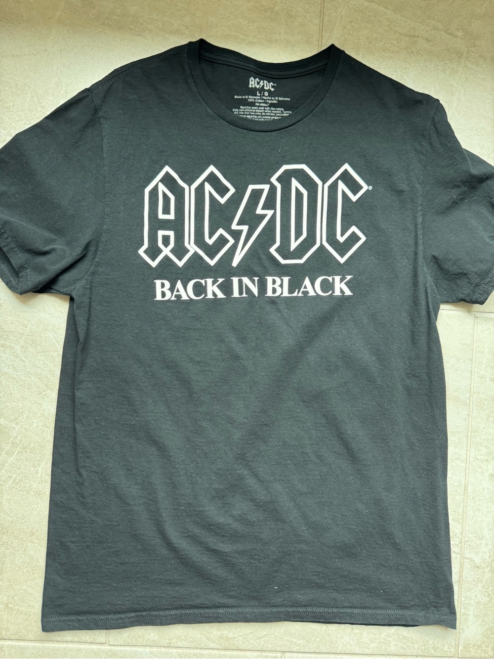 AC/DC Black Short Sleeve 'Back In Black' Graphic Tee